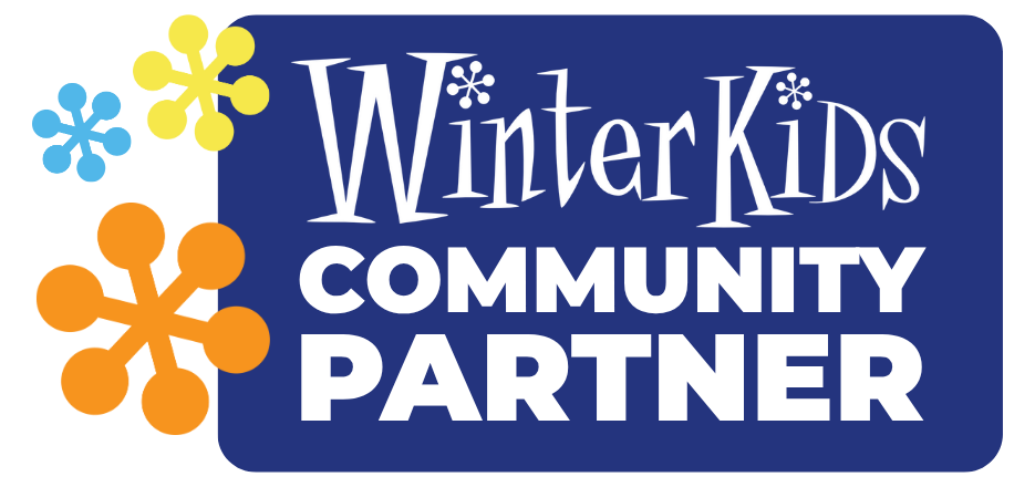 Logo of WinterKids, with the text 'WINTERKIDS COMMUNITY PARTNER' in a vibrant design featuring snowflakes and colorful shapes.